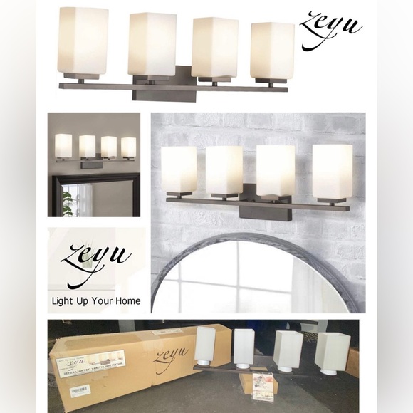 ZEYU (4)-LIGHT 26” WALL HANGING VANITY LIGHTING FIXTURE-BRONZE - NEW - Picture 3 of 5